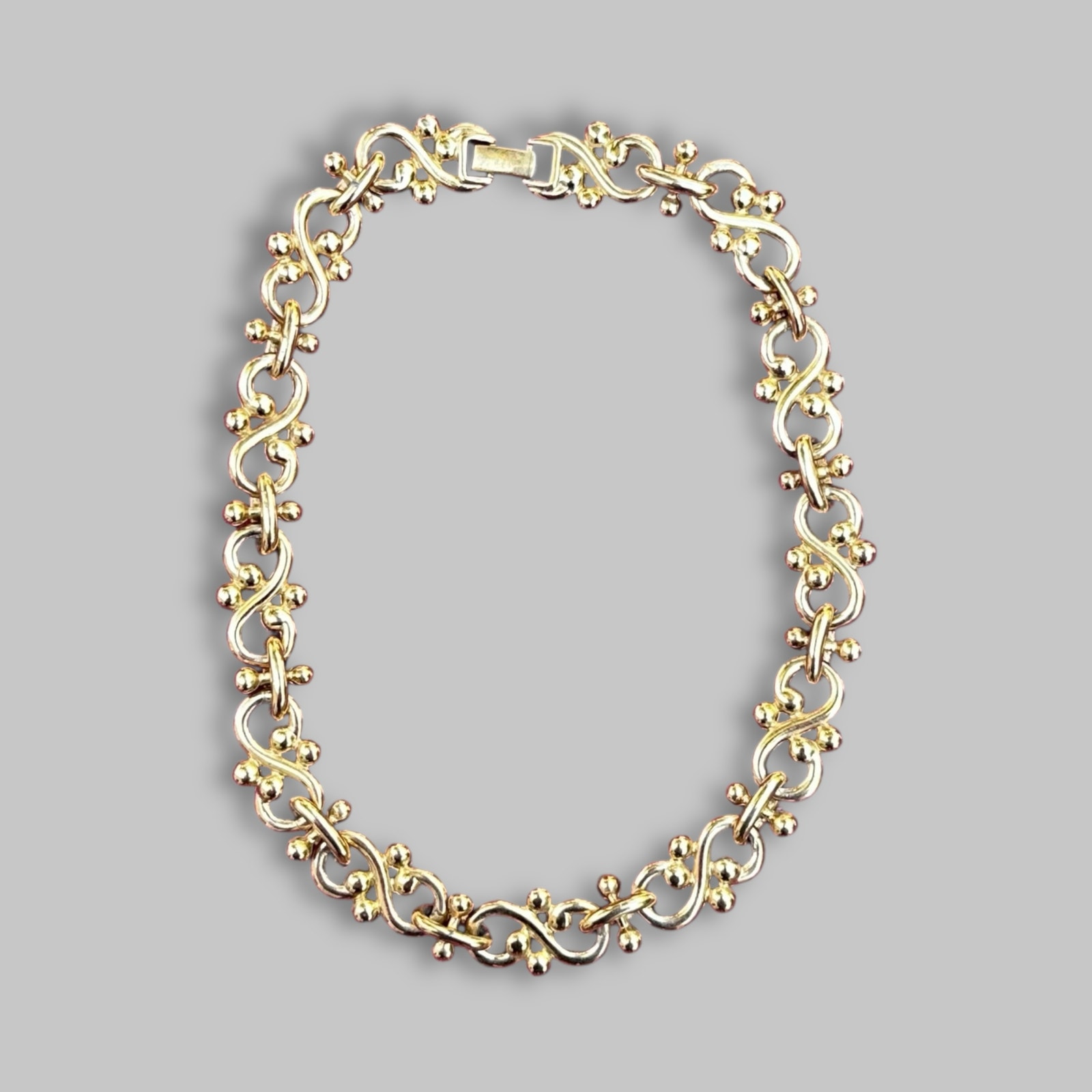 Erwin Pearl Gold-Tone Infinity Link Necklace 16” Vintage Statement Jewelry